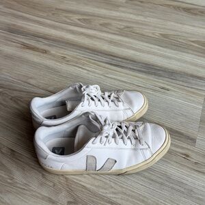 Veja Off-White and Tan Sneakers